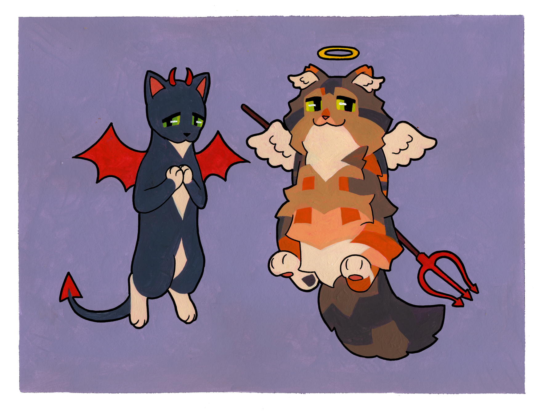 Trouble Awful Devil Evil (gouache and ink on paper, 2026)