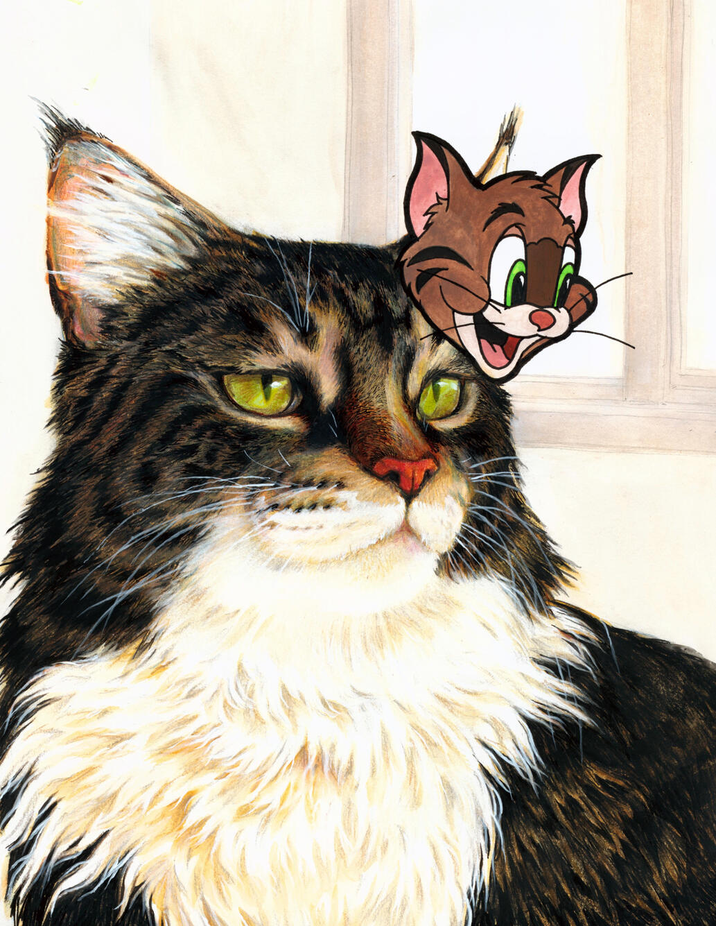 Myself & I (mixed media on paper, 2025)
