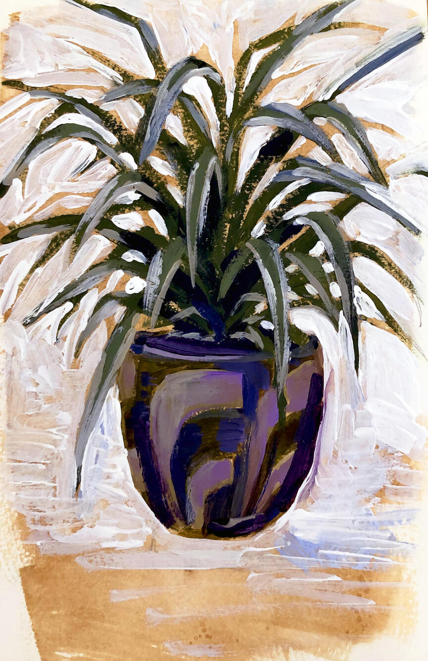 Spider Plant (acrylic on paper, 2022)
